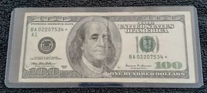 1999 $100 Dollar Bill Star Note ~BA02207534*~ District A - Picture 1 of 2