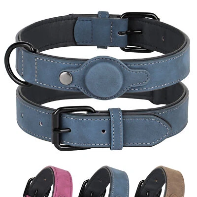 Collare per cani cane Airtag in Pelle Regolabile con Air Tag Morbido Imbottito  - Image 1 of 4