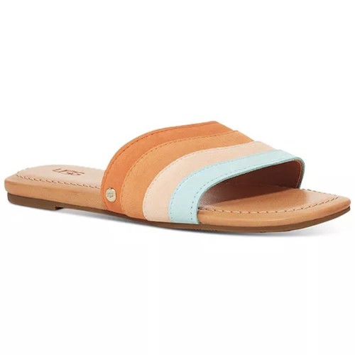 UGG Ximena sandali slide in camoscio a righe retrò taglia US 7