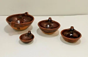 Tiny Mexican Cazuela - Salsero De Barro - Set of 4 Mini Cazuela - Picture 1 of 9