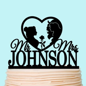 Beauty Heart Design Wedding Cake Topper Customised Party Cake Toppers Decoration - Picture 1 of 5