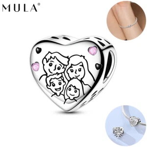 MULA Warme Familie Liebe Herz 925 Sterling Silber Charme CZ für Frauen Armband - Bild 1 von 6