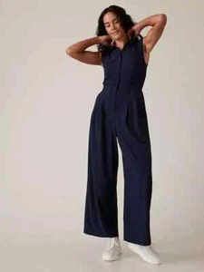 Athleta 2 (XS) Brooklyn Heights Wide Leg Jumpsuit, Navy Pants Lightweight NWT - Picture 1 of 4