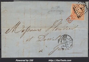 FRANCE N°16 SUR LETTRE POUR LA BELGIQUE BUREAU J DE PARIS + CAD DU 30/07/1861 - Picture 1 of 2
