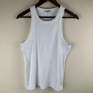 James Perse Ribbed White Tank Top Size 3 Womens Large Casual Classic Minimalist - Picture 1 of 13