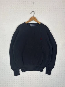 Vintage 90s Polo Ralph Lauren Crewneck Knit Sweater Size Large Black Baggy - Bild 1 von 6