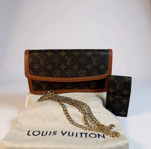 Louis Vuitton Monogram Pochette Dame clutch bag with chain,case dust bag Auth - Picture 1 of 18