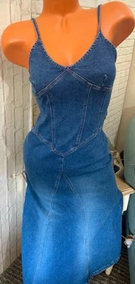 Vestido Moda International Mujer Denim Correa Espagueti Talla 6 ¡NUEVO! Foto 1 de 2