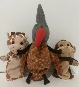 DREAM USA HANDPUPPE Pterodactyl Dinosaurier Plüsch 12 Zoll & Freunde AFFE & GIRAFFE SET - Bild 1 von 12