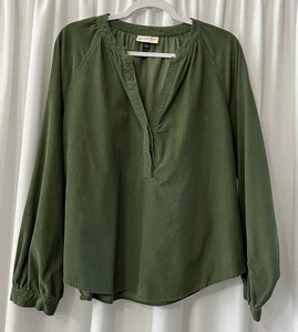 Universal Thread womens long sleeve relaxed fit everyday blouse green Sz L - Picture 1 of 7