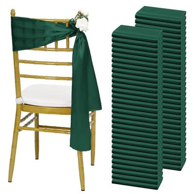 60 Шт изумрудно-зеленый стул пояса 78 дюймов атласный стул банты пояса для вечеринки,... - Изображение 1 из 4