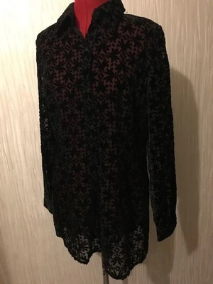 TOP/BLUSA/TÚNICA DE TERCIOPELO NEGRO NOCHE TALLA 14 Foto 1 de 4