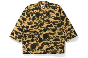 A BATHING APE BAPE 1st Camo Kimono Shirt Yellow Black Rare New Authentic Size S - Picture 1 of 16