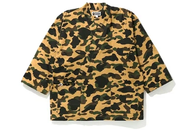 A BATHING APE BAPE 1st Camo Kimono Shirt Yellow Black Rare New Authentic Size S - Image 1 of 4