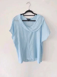 Maggie T Light Blue Shirt Size 14 Short Sleeve Top - Picture 1 of 9