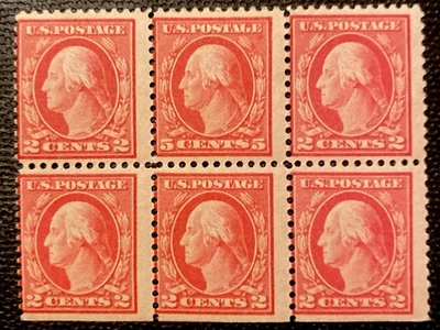 1917 Scott# 505 6 Stamp Block MNH . Error Block Very Rare With The Red 5 Cent - Image 1 of 4