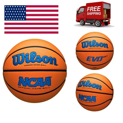 WILSON NCAA Evo NXT Official Indoor Game Basketballs - Size 7 - Royal