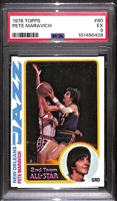 1978 Topps #80 Pete Maravich HOF  PSA 5 EX C98910 - Image 1 of 3