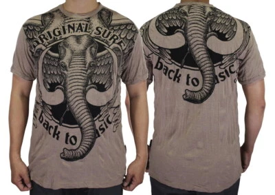 SURE Elephant Men T-Shirt Ganesha Ganesh Hindu Yoga Bohemian Vintage Casual SU07 - Image 1 of 4
