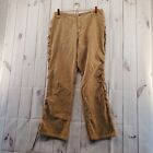 FASHION BUG Pants Womens 14 Vintage Y2K Corduroy Laceup Sides Zip Front Brown
