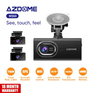 AZDOME 4K/2K/1080P 3 Channel Dash Cam WiFi GPS Camera Recorder Night Vision128GB - Picture 1 of 12