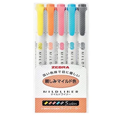 Новый зебра хайлайтер Mildliner 5Color набор мягкий MildMarker двойной стороне WKT7-N-5C - Изображение 1 из 4