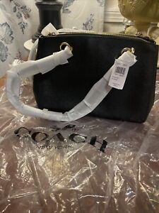 COACH Bag BLACK ETTA CARRYALL LEATHER Purse W/Shoulder Carry Strap Brand New-tag