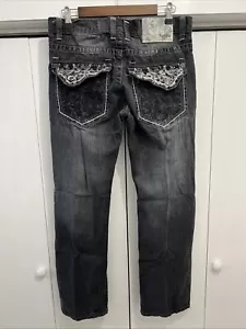 Jeans De Colección Y2K SouthPole Premium Bordados Bolsillo con Solapa Denim Negro ~ Hombres Talla 34 - Imagen 1 de 12