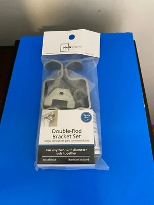 NOVO EM FOLHA 2 PK SUPORTES CONVERSORES DE HASTE DUPLA ACABAMENTO EM NÍQUEL MAINSTAYS - Imagem 1 de 4