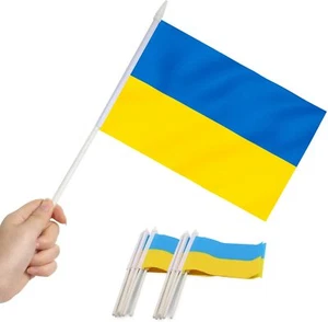 Anley Ukraine Mini Flag 12 Pack - Hand Held Small Miniature Ukrainian Flags 5x8 - Picture 1 of 7