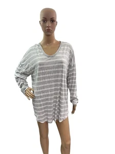 Old Navy Luxe Women’s Size XLT Long Sleeve Scoop Neck Strip Tee Gray - Picture 1 of 4
