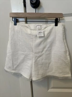 Pantalones cortos Club Monaco para mujer con dobladillo con volantes texturizados blancos marfil talla 8 🔥 nuevos con etiquetas Foto 1 de 4