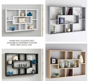 Elegante y atractiva unidad de almacenamiento de estante de pared multicompartimento para ahorrar espacio - Imagen 1 de 10