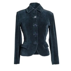Alaia Paris Azzedine Women's 36 / 4 Vintage Pin Stripe Velvet Rich Black Jacket - Picture 1 of 16