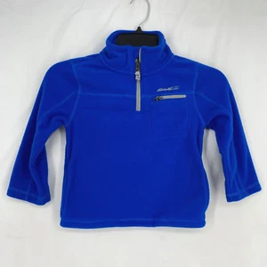 Eddie Bauer Kids Size 5 Pullover Fleece Shirt Blue 1/4 Zip Long Sleeves - Picture 1 of 8