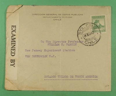 DR WHO 1942 CHILE SEGUNDA GUERRA MUNDIAL CENSURADO STA CRUZ PARA EUA R16049 - Imagem 1 de 2