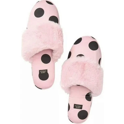 Victoria's Secret новый тапочки размер большой розовый черный горошек - Изображение 1 из 4