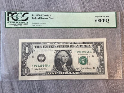 2003A- $1 Federal Reserve Note- Fr#1930-F -Atlanta- PCGS- 68PPQ Superb Gem New - Image 1 of 2
