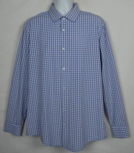 Mizzen Main Leeward Trim Fit Shirt Mens XL Long Sleeve Blue Plaid Stretch - Picture 1 of 9