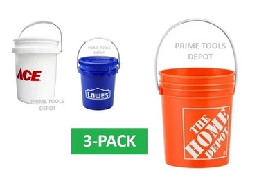 HOME DEPOT & LOWES Home Depot, Lowe's, Ace Hardware - Mini Buckets, Set of 3, Holiday Gifts