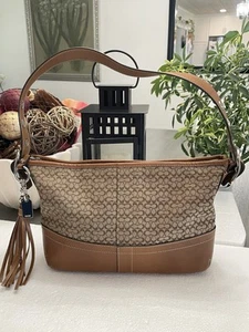 Borsa a tracolla Coach Y2K piccola firma C tela marrone bordo pelle - Foto 1 di 11