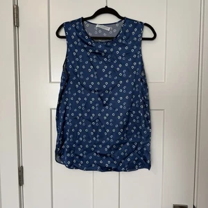Amina Rubinacci Silk Tank Top Shirt 44 US 8 Made in Italy Blue Floral NEW Blouse - Picture 1 of 5