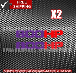 800 HP / HORSEPOWER VINYL DECAL STICKER 2 COLOR STICKERS PURPLE/RED - Imagen 1 de 2