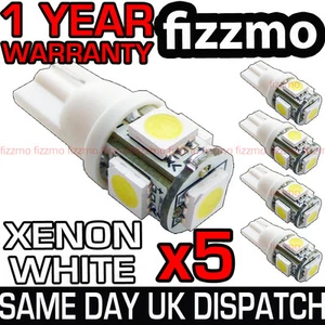 5x 5 SMD LED 501 T10 W5W CUÑA PUSH OCULTA XENÓN BLANCO 360 GRADOS LUCES LATERALES REINO UNIDO - Imagen 1 de 1