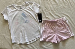 ADIDAS Little Girl's Shirt and Shorts Outfit, 2-piece set - Picture 1 of 7