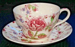 Johnson Brothers Rose Chintz Rosa Gran Tamaño Desayuno Taza y Platillo Hecho en Inglaterra - Imagen 1 de 7