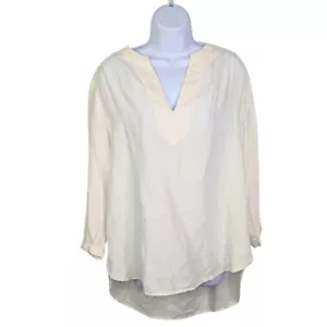 The Limited | Women’s Large White Linen Blend Tunic Blouse Coastal Flowy Boho - Picture 1 of 7