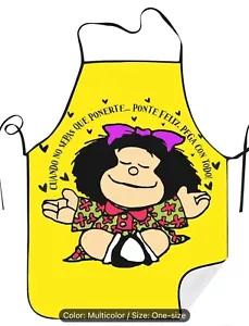 Mafalda Kochschürze gelb Unisex Einheitsgröße verstellbar Kochschürze mit Taschen - Bild 1 von 6