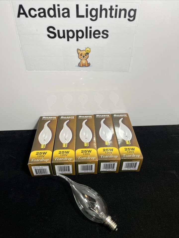 ⚡️Lot Of 5⚡️ 25CTD/C/2 E12 Candelabra Base Clear, Long Life, Teardrop - Image 1 of 4