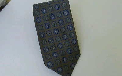 CORBATA HECHA A MANO JOHNSTON&MURPHY EE. UU. DISEÑO GEOMÉTRICO 100% SEDA GRIS Y AZUL   Foto 1 de 4